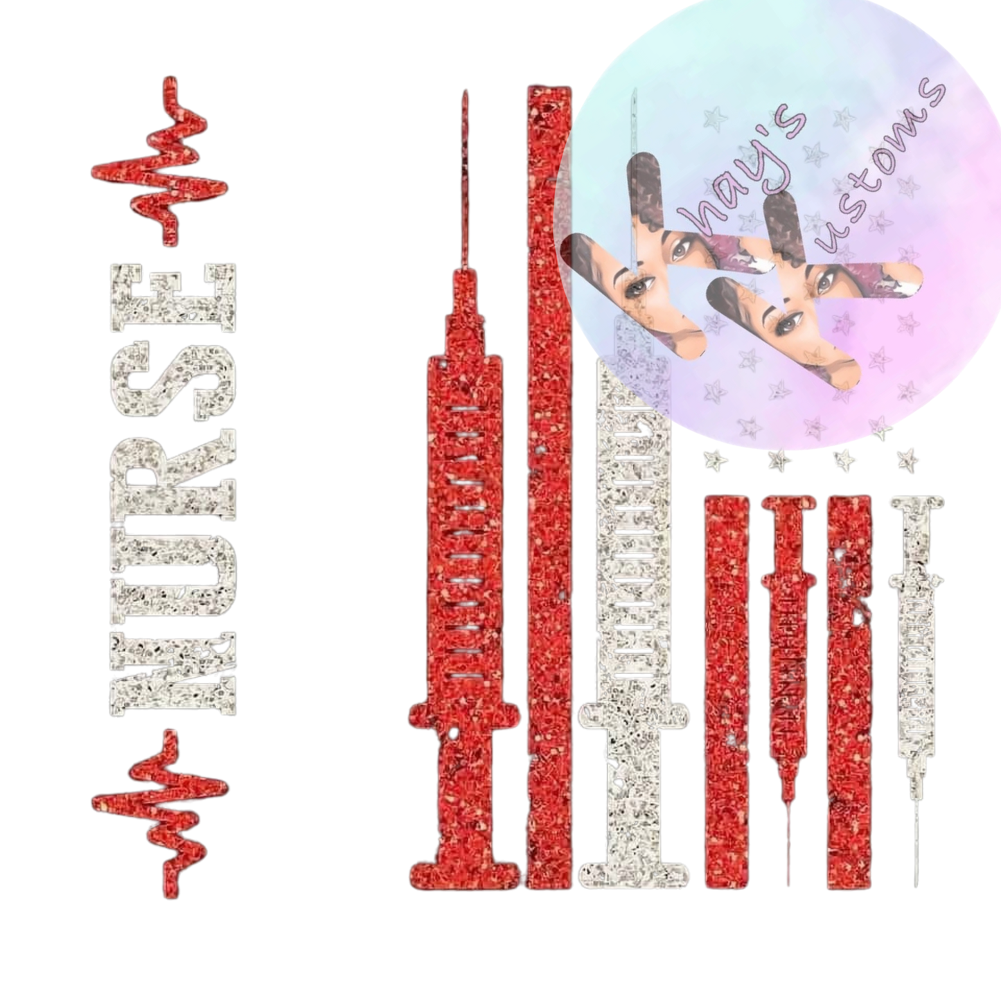DTF TRANSFER- RED AND SILVER NURSE FLAG