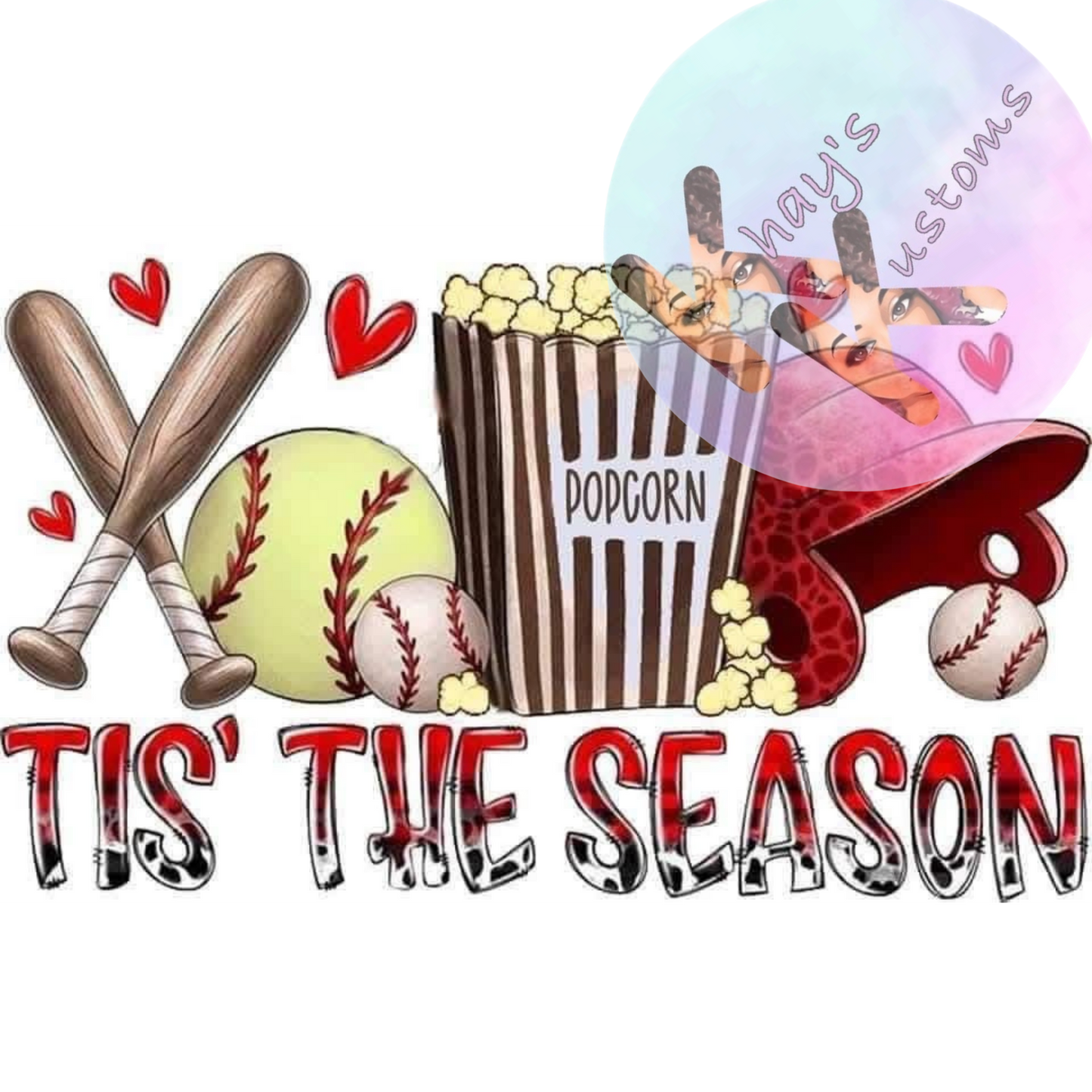 DTF TRANSFER- TIS THE SEASON BASEBALL RED