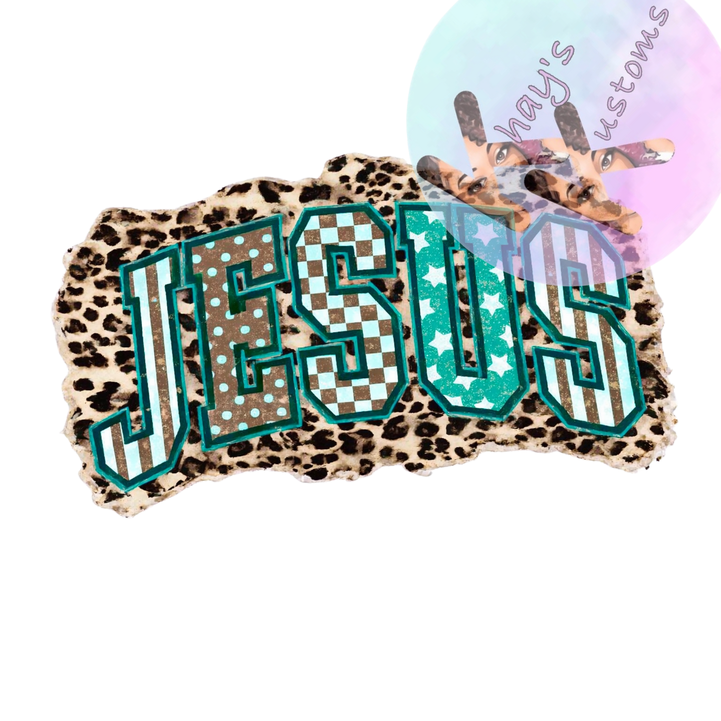 DTF TRANSFER- JESUS CHEETAH AND STRIPES