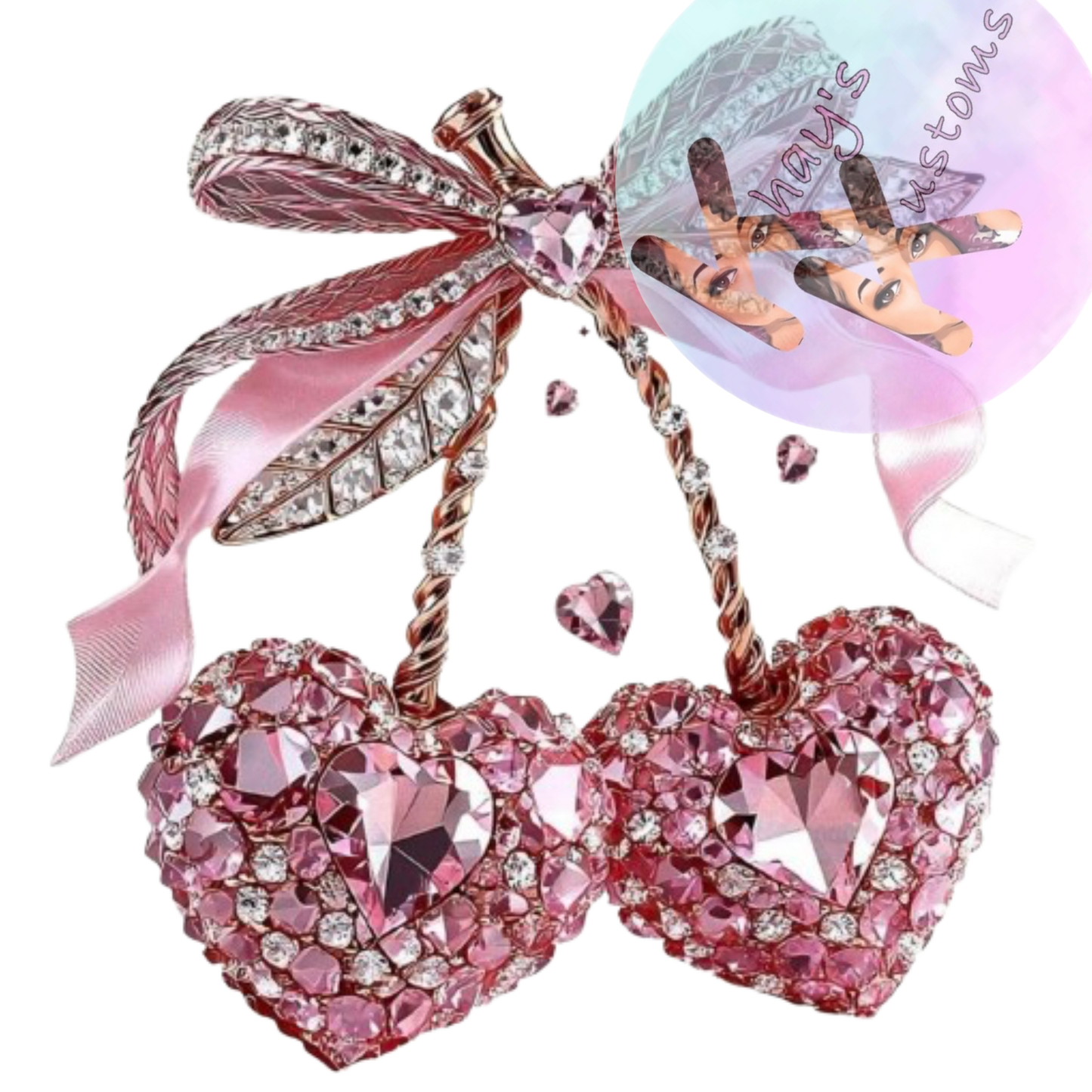DTF TRANSFER- BLING HEART CHERRIES