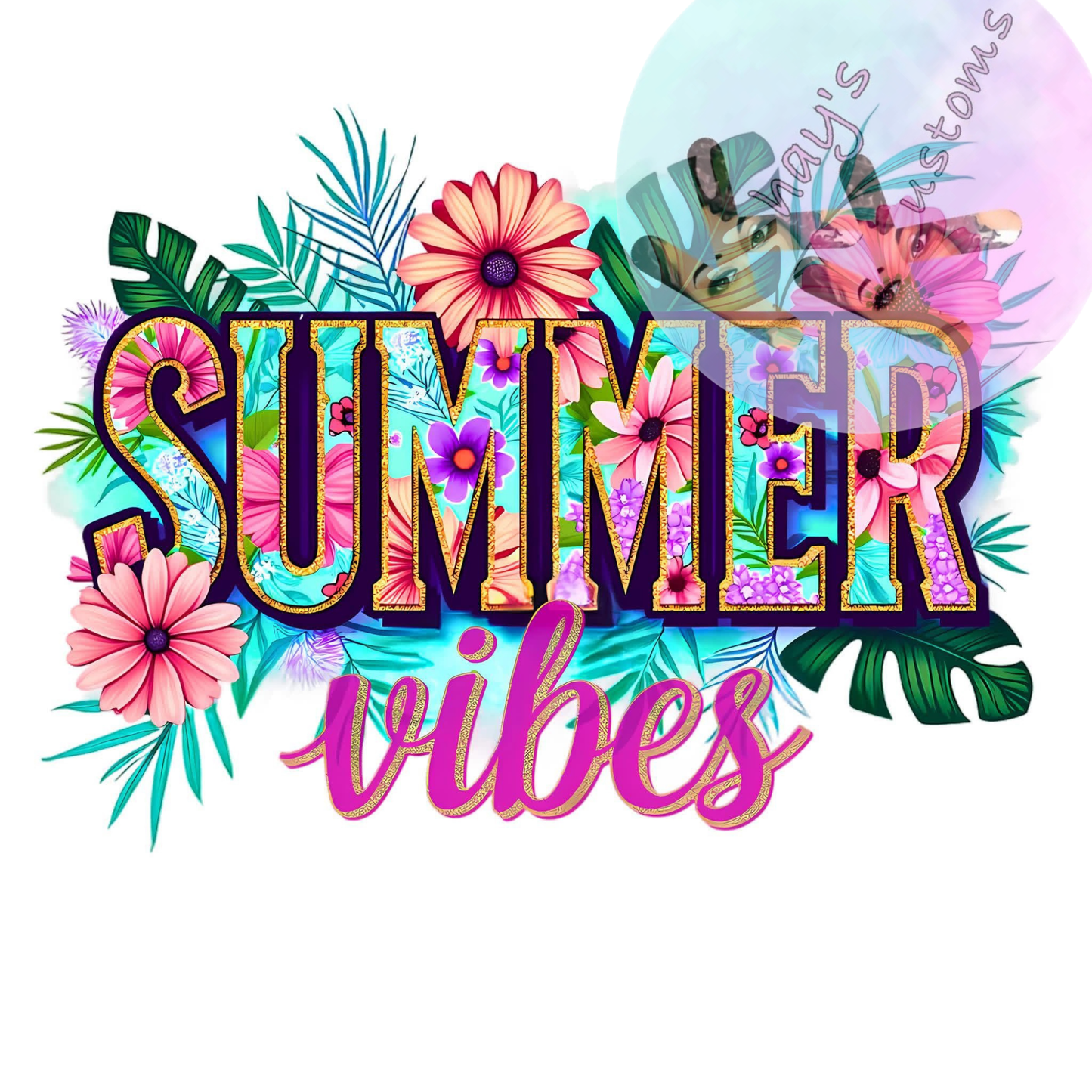 DTF TRANSFER- SUMMER VIBES PALM LEAVES