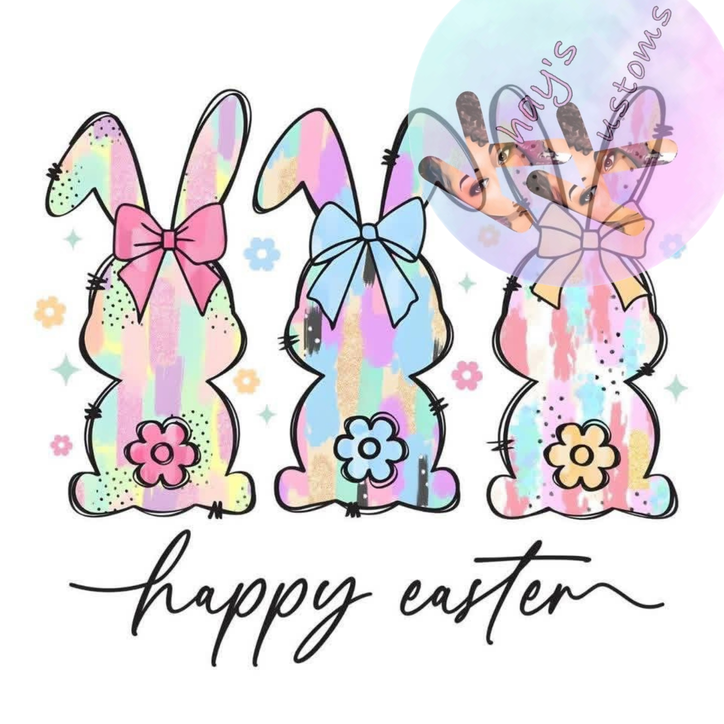 DTF TRANSFER- HAPPY EASTER NEON BUNNIES