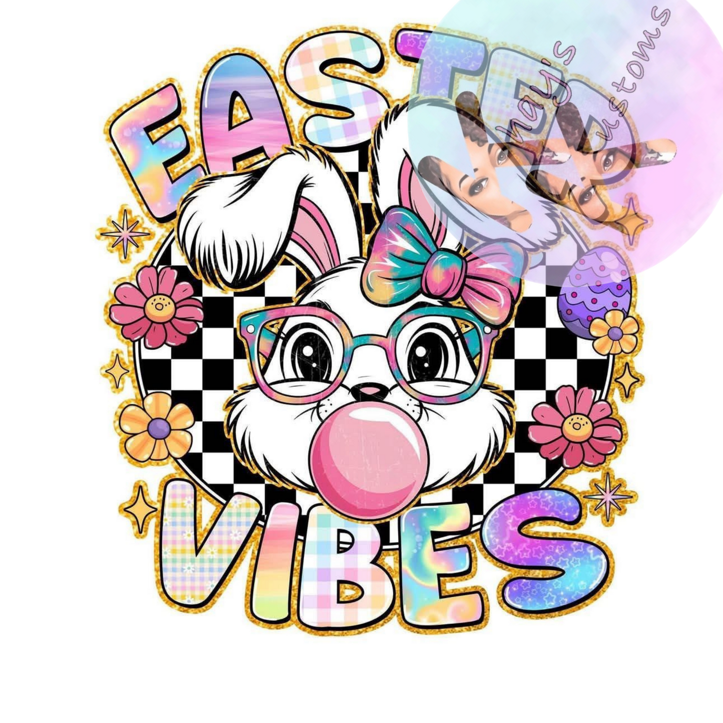 DTF TRANSFER- EASTER VIBES MULTI COLORED BUNNY