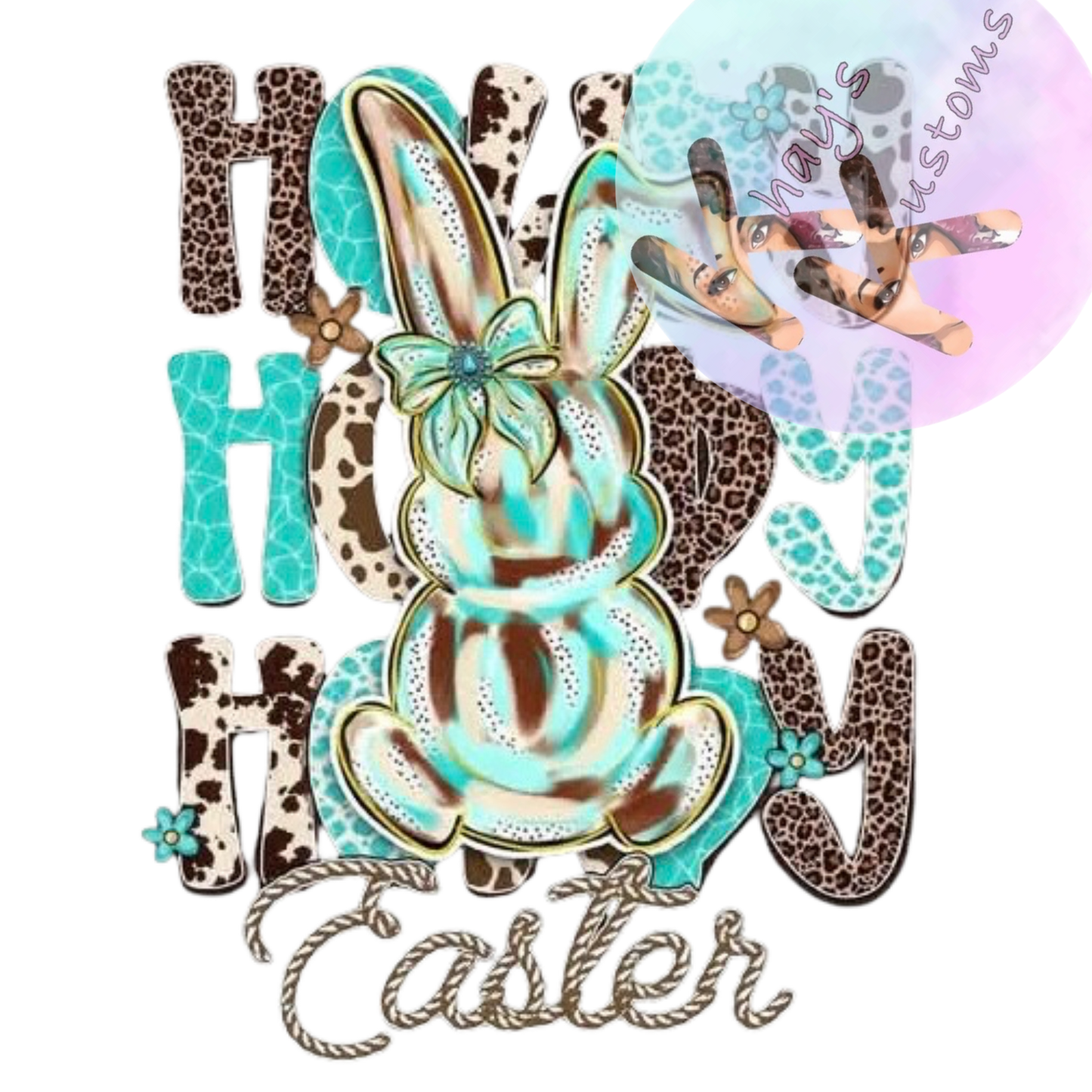 DTF TRANSFER- HOPPY EASTER BLUE