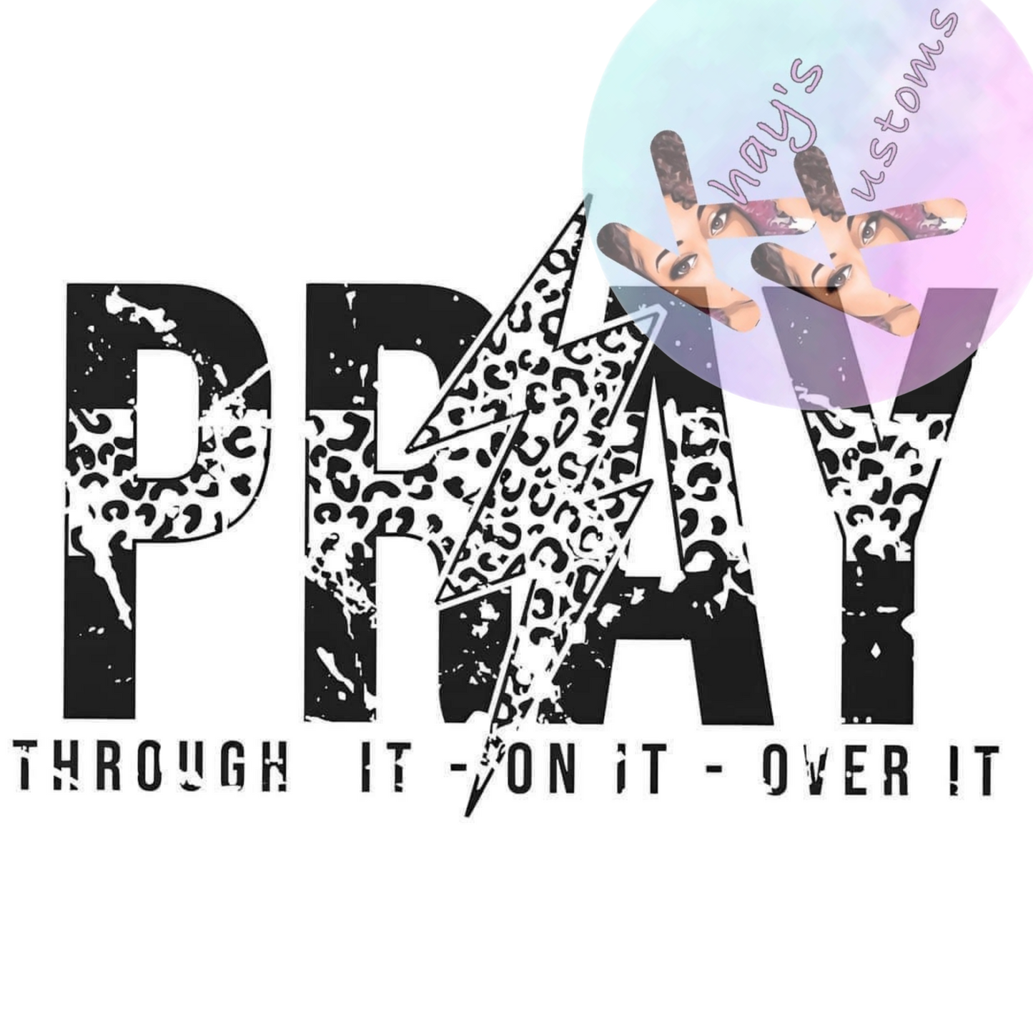 DTF TRANSFER- PRAY CHEETAH BLACK AND WHITE
