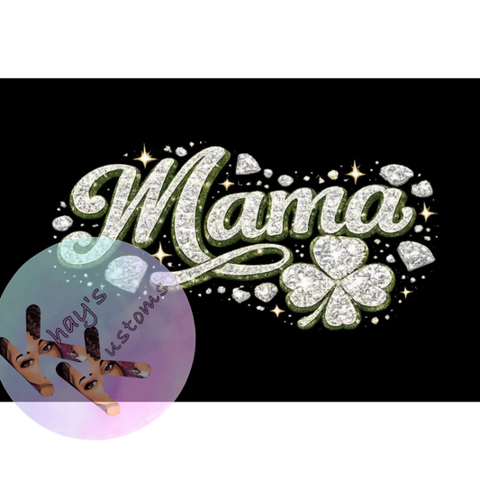 DTF TRANSFER- MAMA LUCKY RHINESTONE