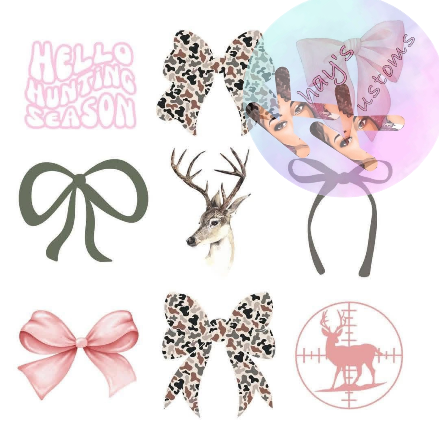 DTF TRANSFER- PINK BOWS AND DEER