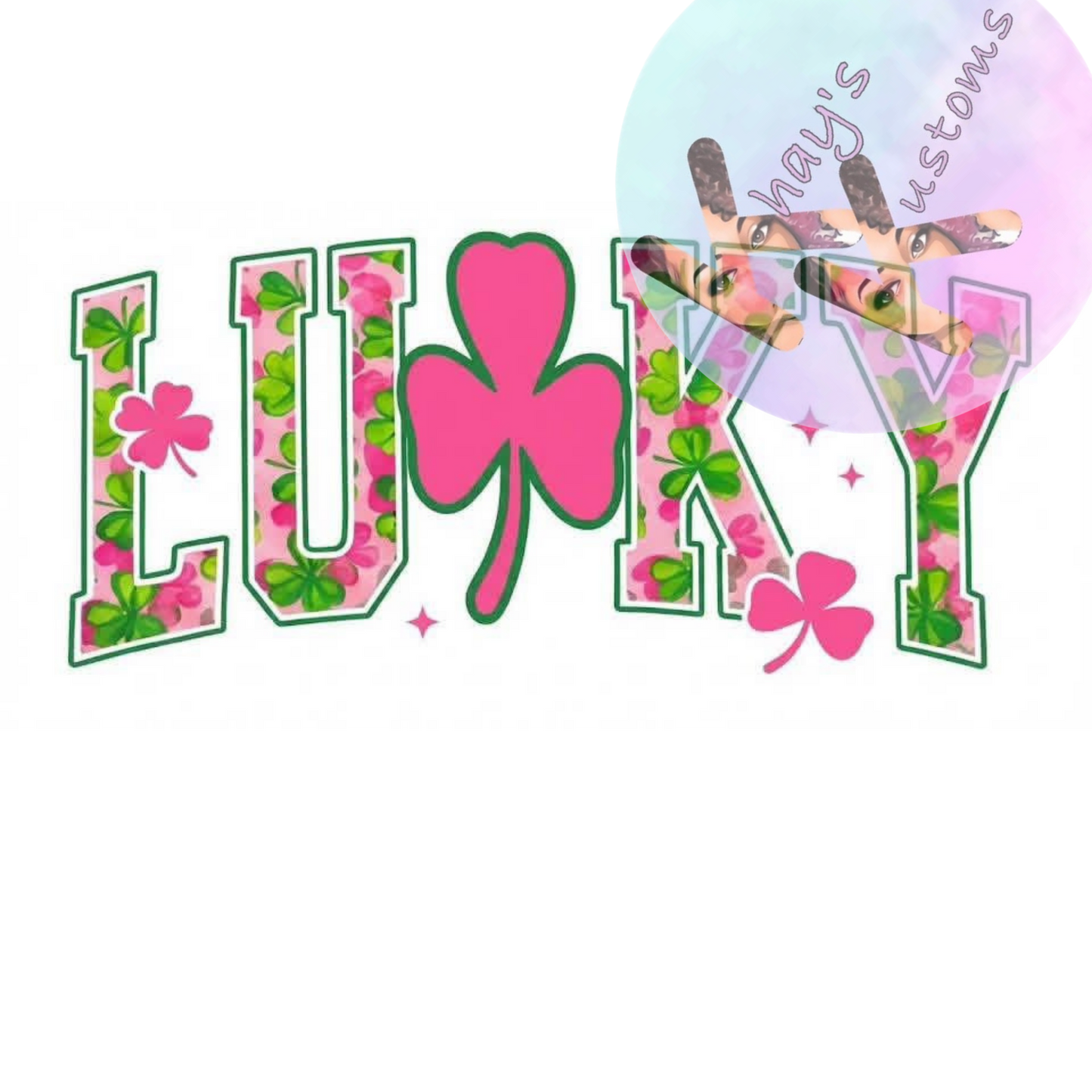 DTF TRANSFER- LUCKY BIG HOT PINK CLOVER