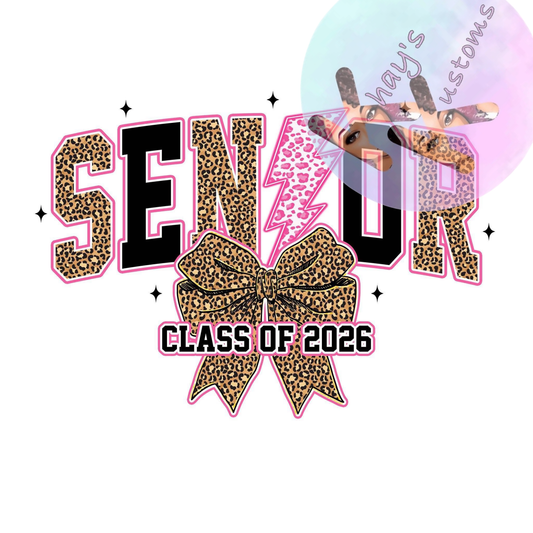 DTF TRANSFER- CHEETAH RETRO SENIOR BOW