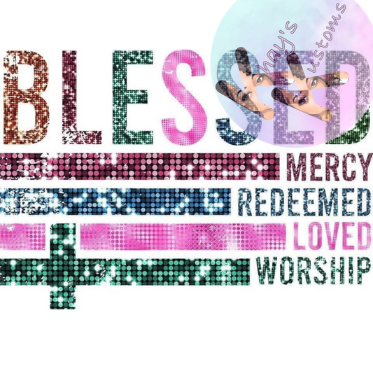 DTF TRANSFER- BLESSED SEQUIN