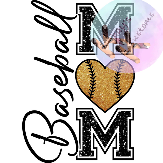 DTF TRANSFER- BASEBALL MOM GOLDEN HEART