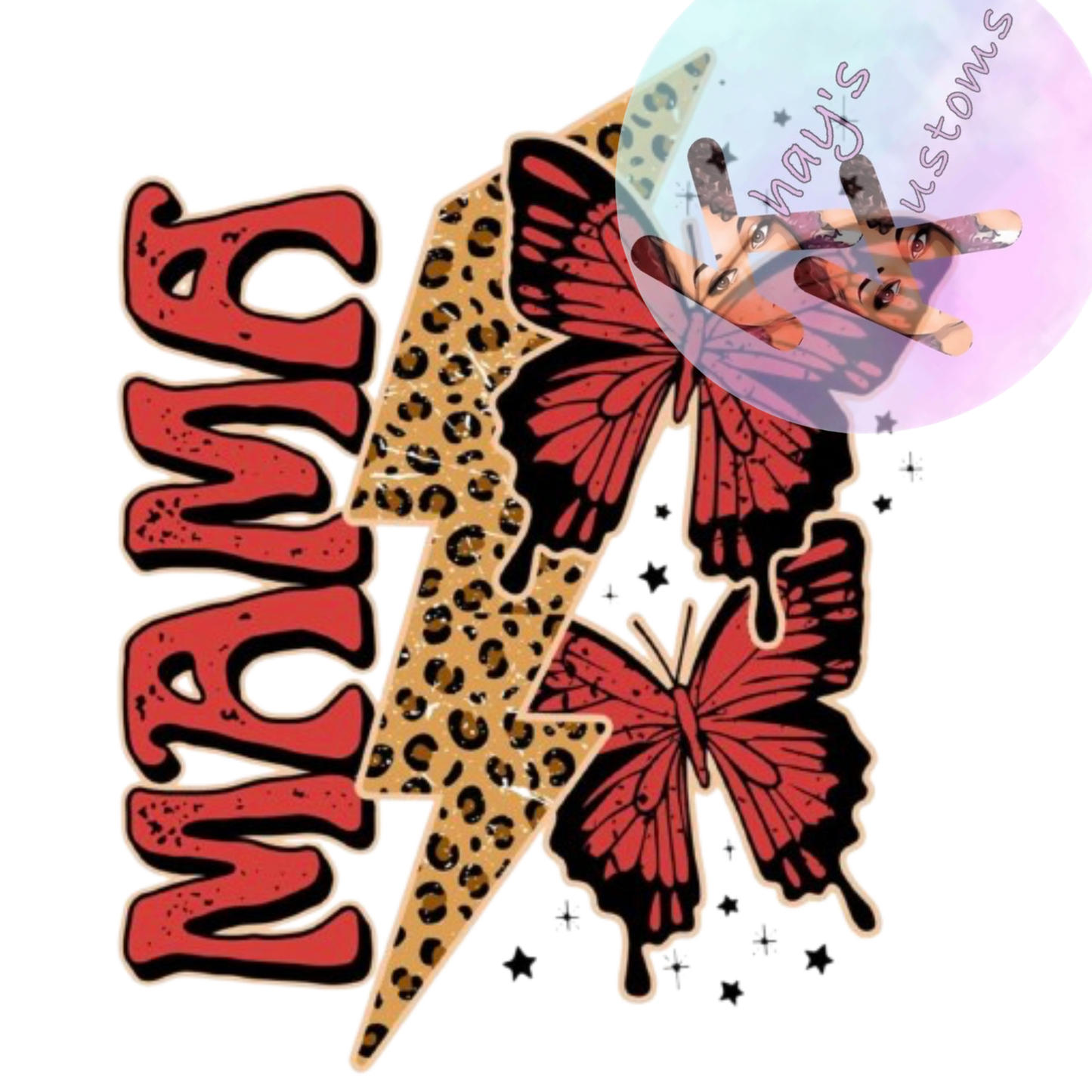 DTF TRANSFER- MAMA RED BUTTERFLY