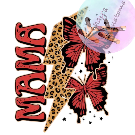 DTF TRANSFER- MAMA RED BUTTERFLY