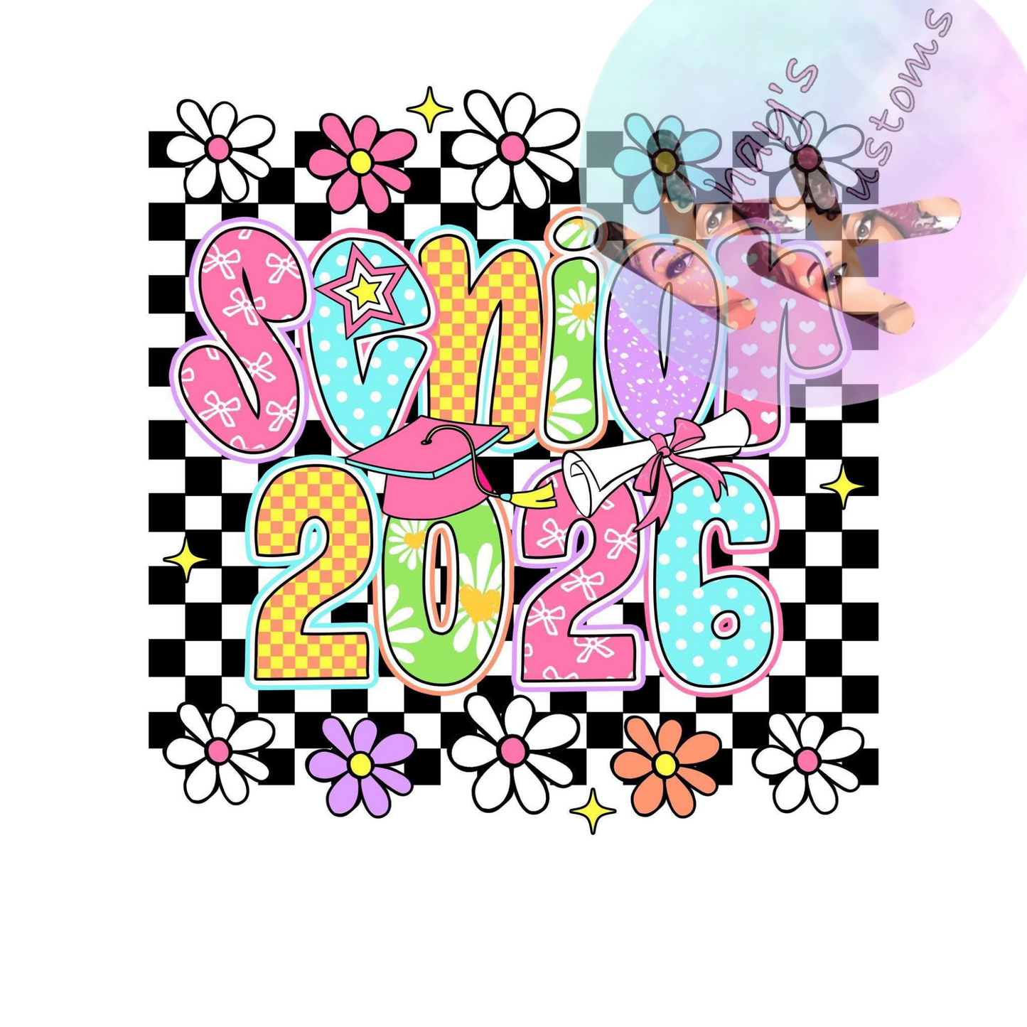 DTF TRANSFER- 20206 RETRO SENIOR FLOWERS