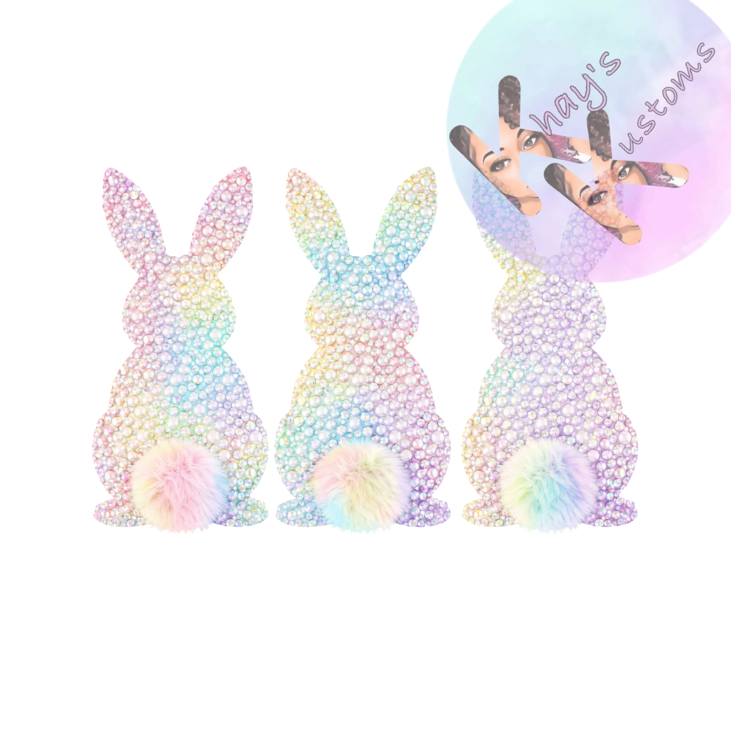 DTF TRANSFER- MULTICOLOER RHINESTONE BUNNIES