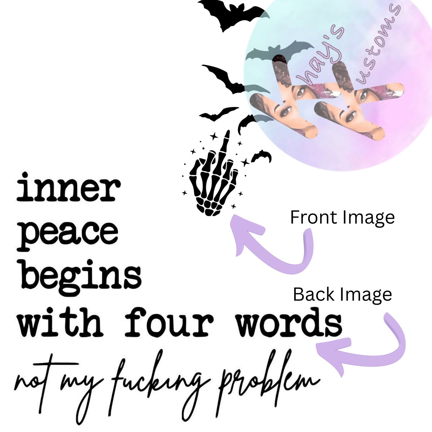DTF TRANSFER- INNER PEACE FRONT AND BACK IMAGE