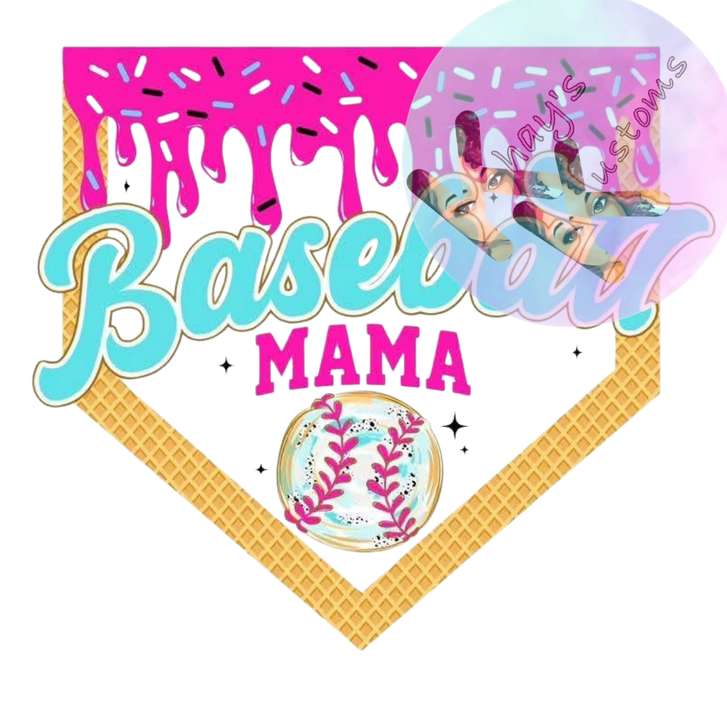 DTF TRANSFER- BASEBALL MAMA SPRINKLES