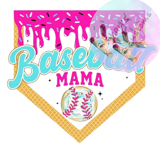 DTF TRANSFER- BASEBALL MAMA SPRINKLES