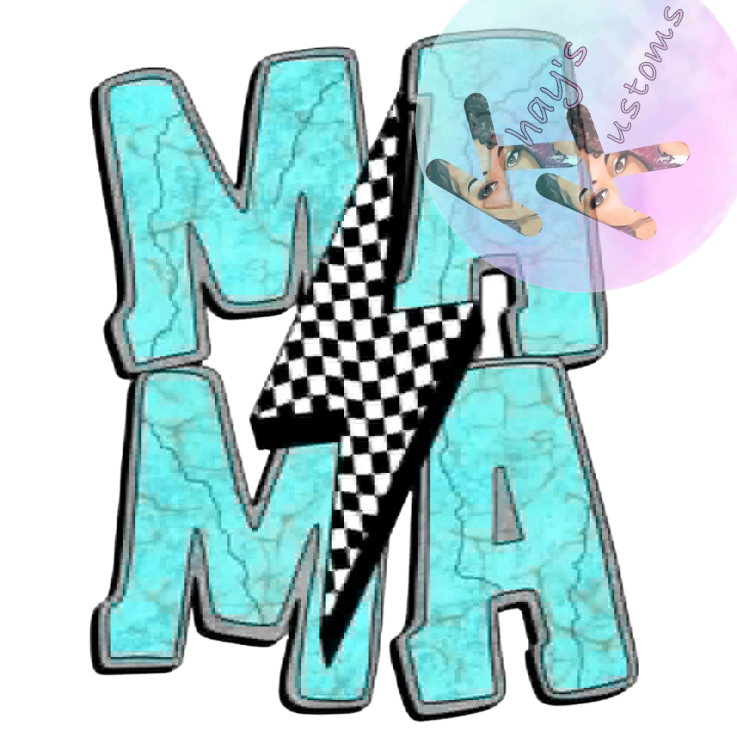 DTF TRANSFER- MAMA RETRO TEAL