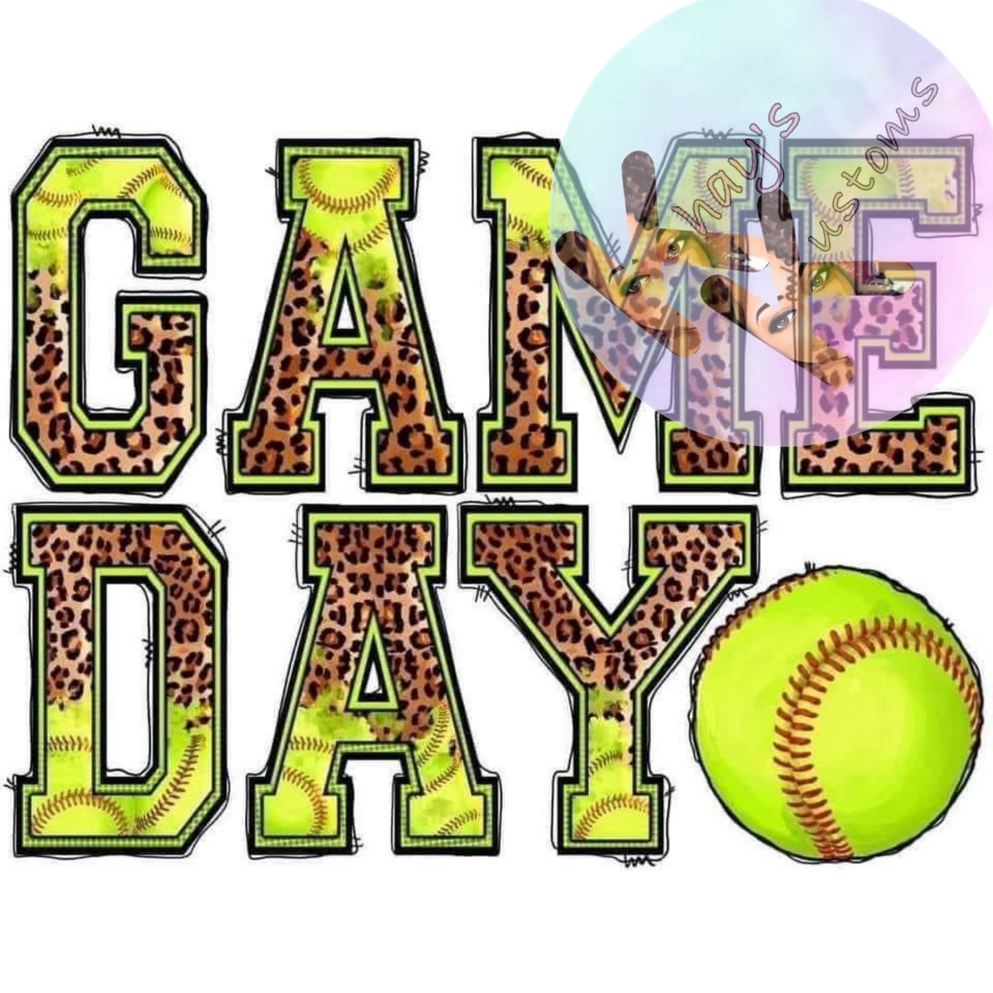 DTF TRANSFER- GAME DAY CHEETAH PRINT BASEBALL