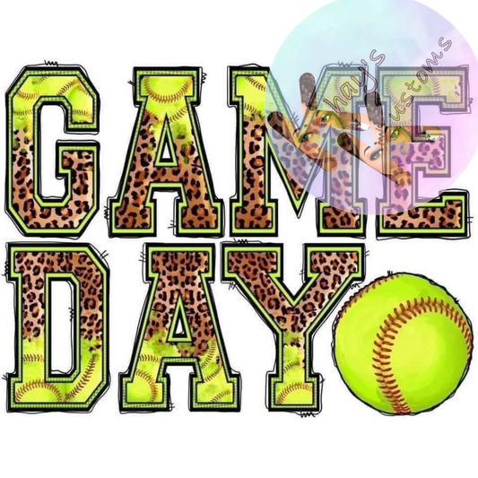 DTF TRANSFER- GAME DAY CHEETAH PRINT BASEBALL