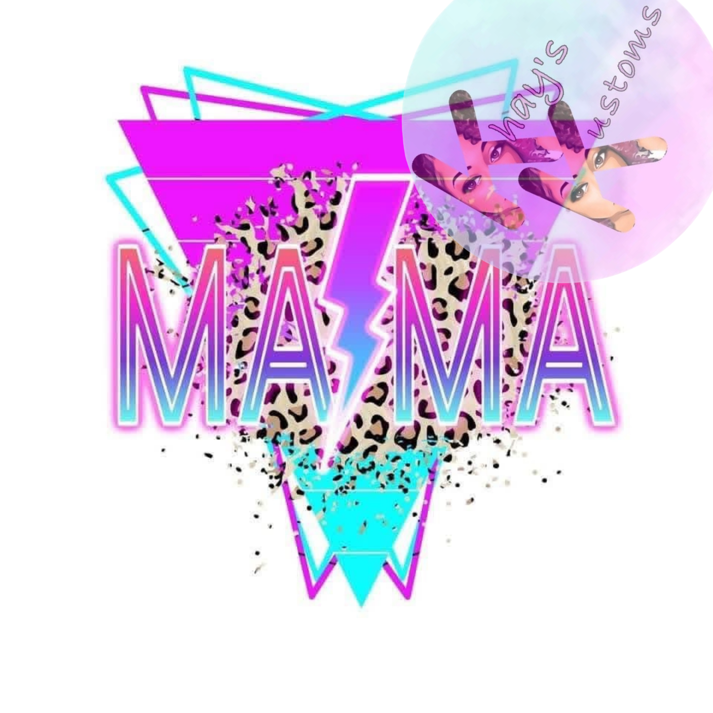 DTF TRANSFER- MAMA CHEETAH PURPLE AND TEAL