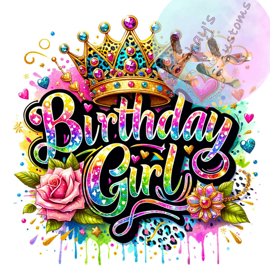 DTF TRANSFER- BIRTHDAY GIRL MULTI COLOR