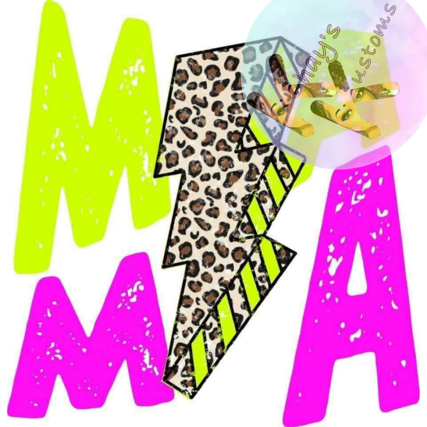 DTF TRANSFER- MAMA CHEETAH RETRO LIME GREEN