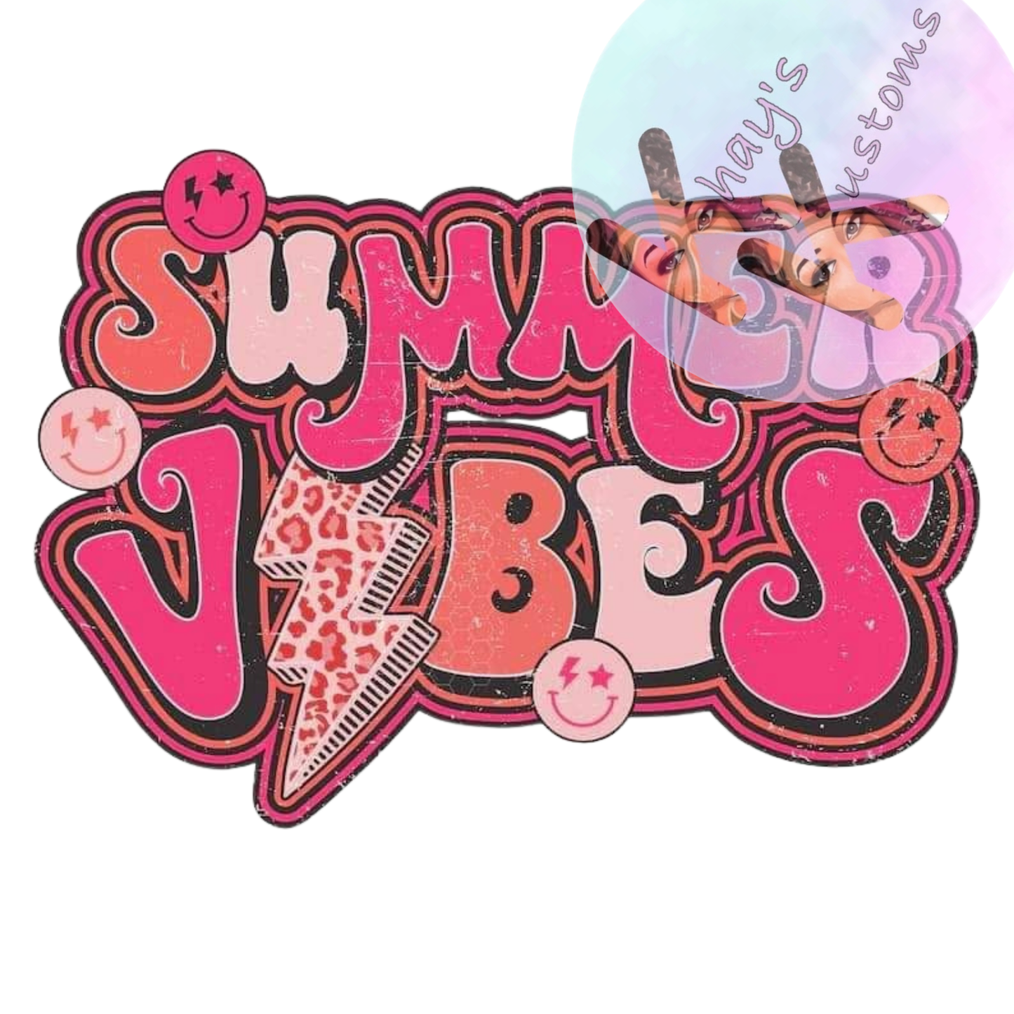 DTF TRANSFER- SUMMER VIBES RETRO PINK