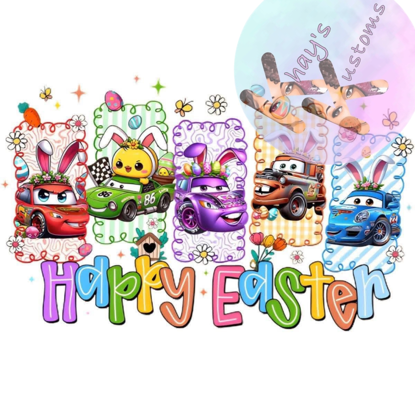DTF TRANSFER- HAPPY EASTER CARS