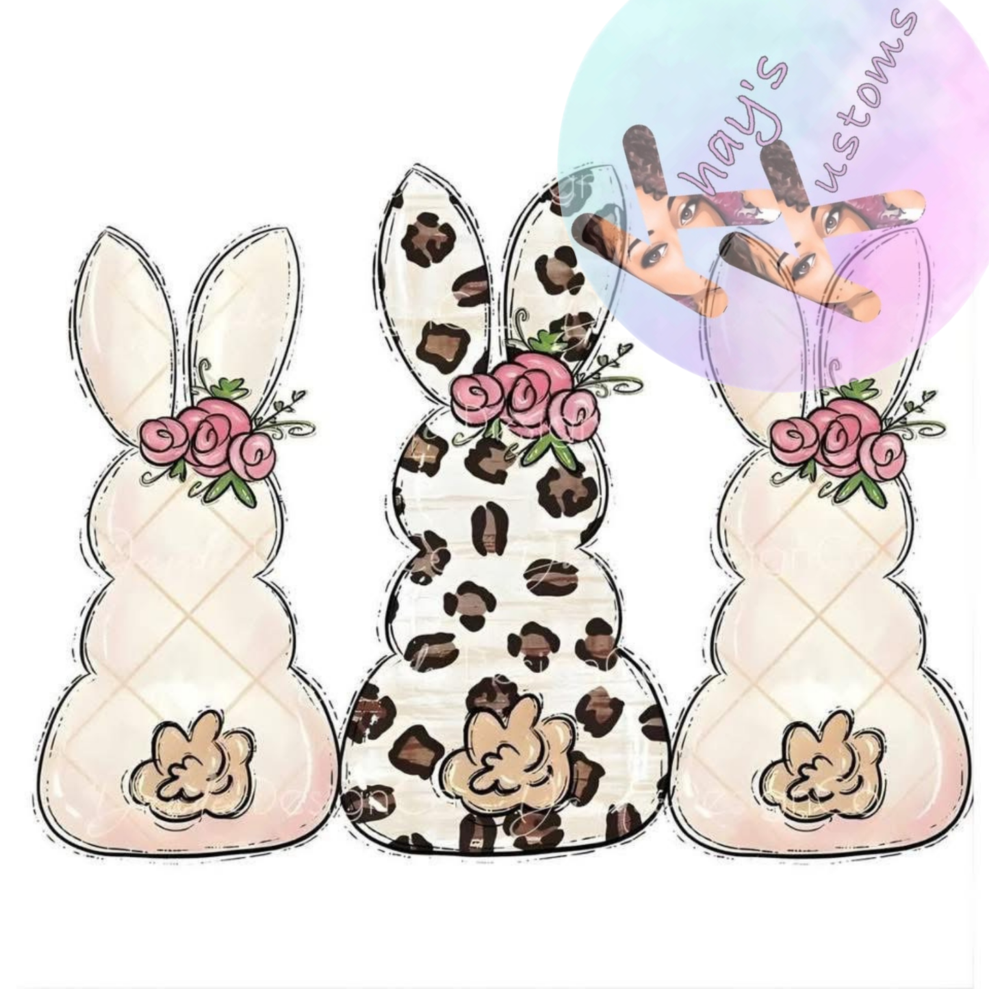DTF TRANSFER- BUNNIES CHEETAH AND BEIGE