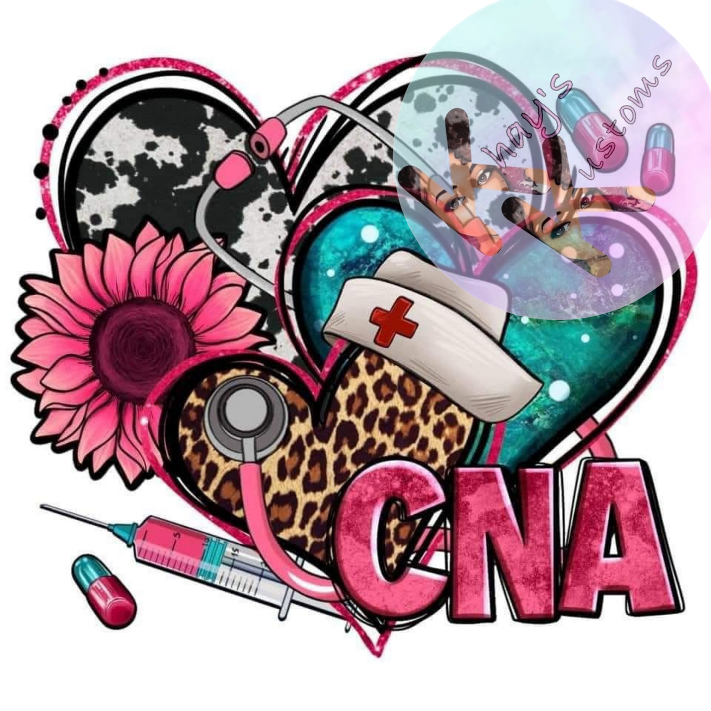 DTF TRANSFER- CNA HEART HOT PINK