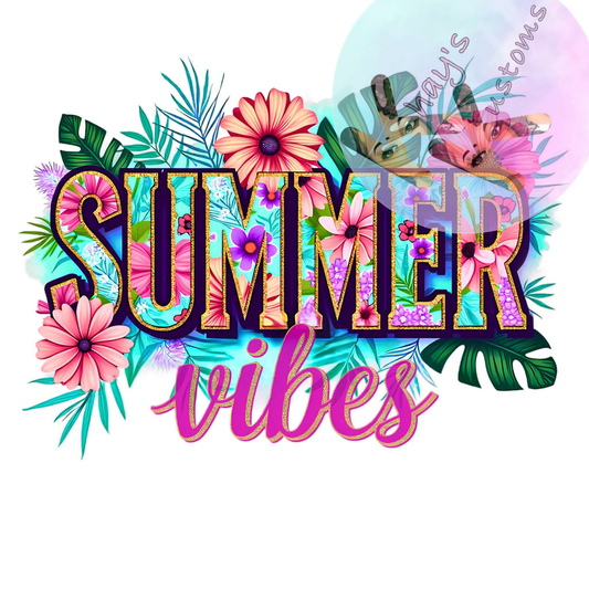 DTF TRANSFER- SUMMER VIBES PALM LEAVES