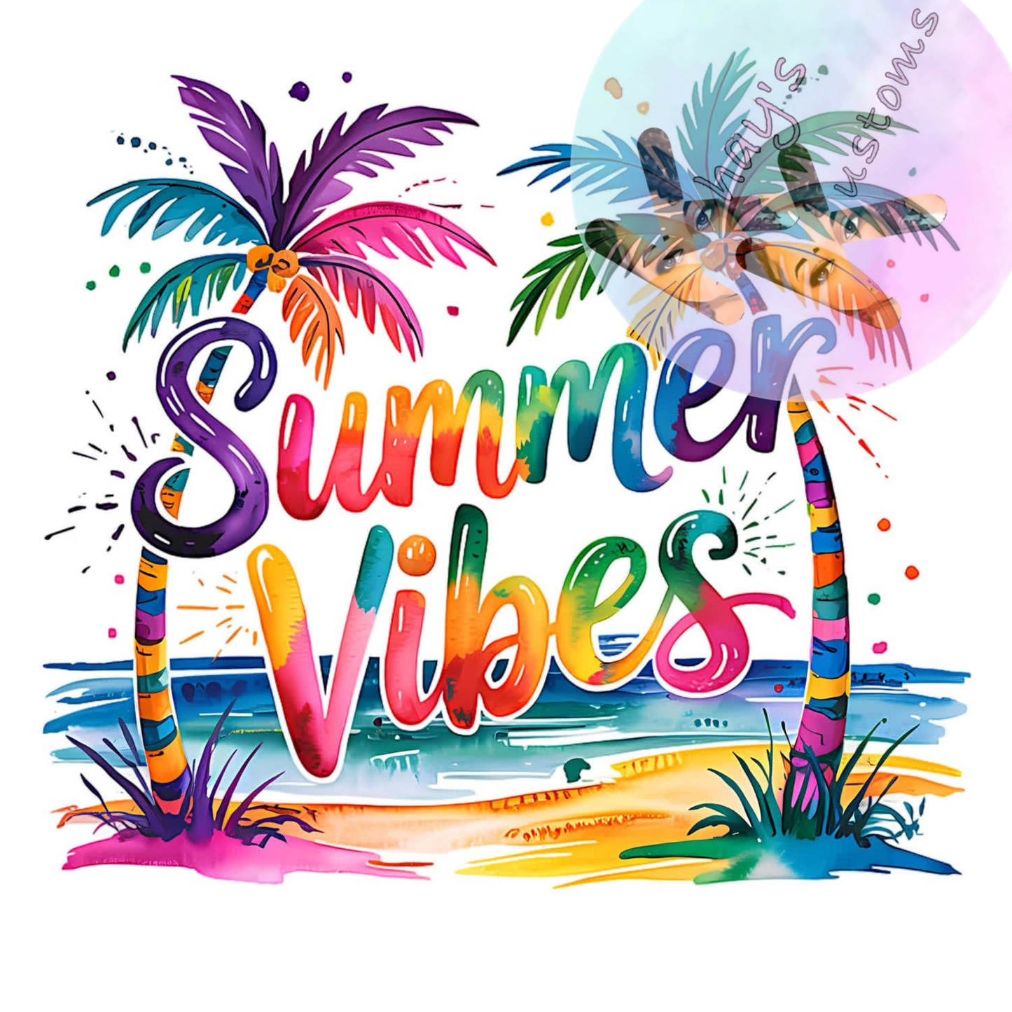 DTF TRANSFER- SUMMER VIBES RAINBOW