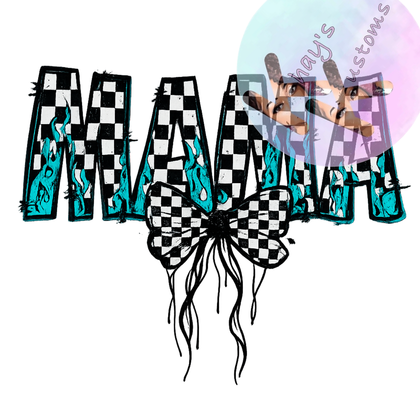 DTF TRANSFER-MAMA CHECKERED BOW