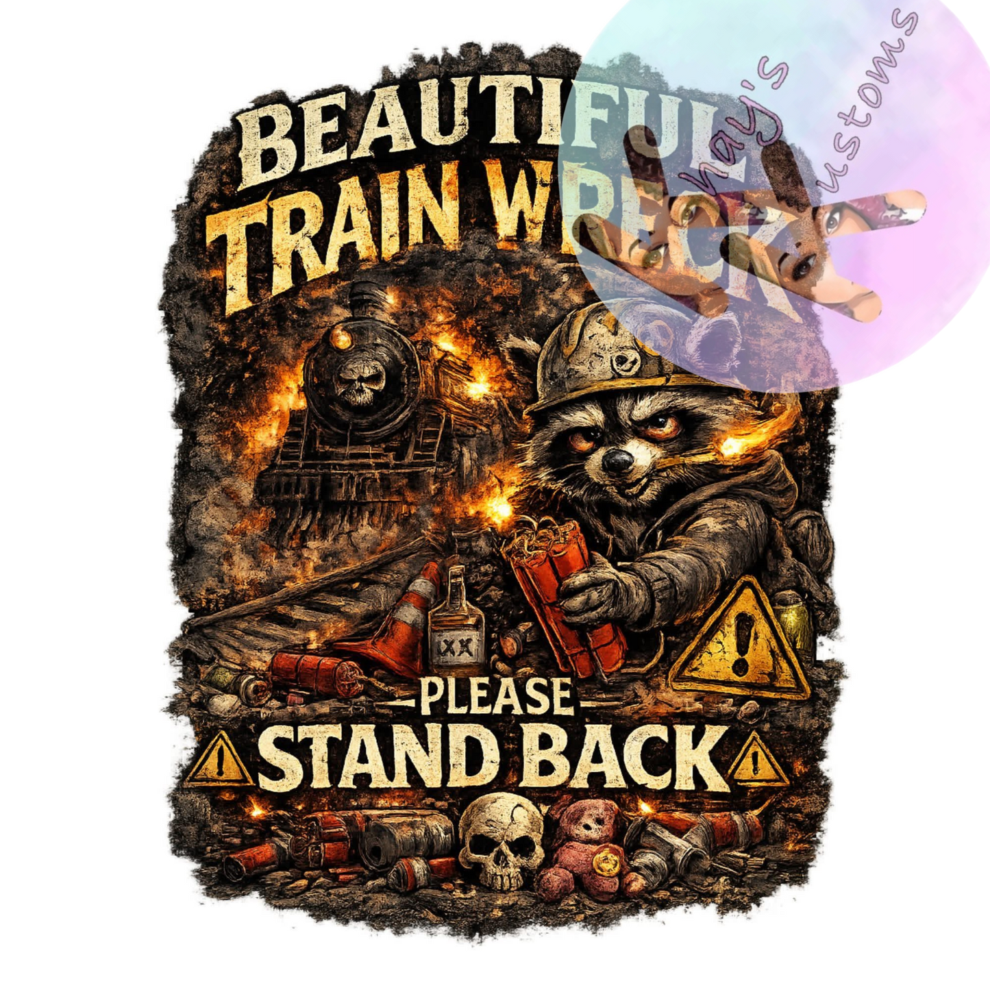 DTF TRANSFER- BEAUTIFUL TRAIN WRECK