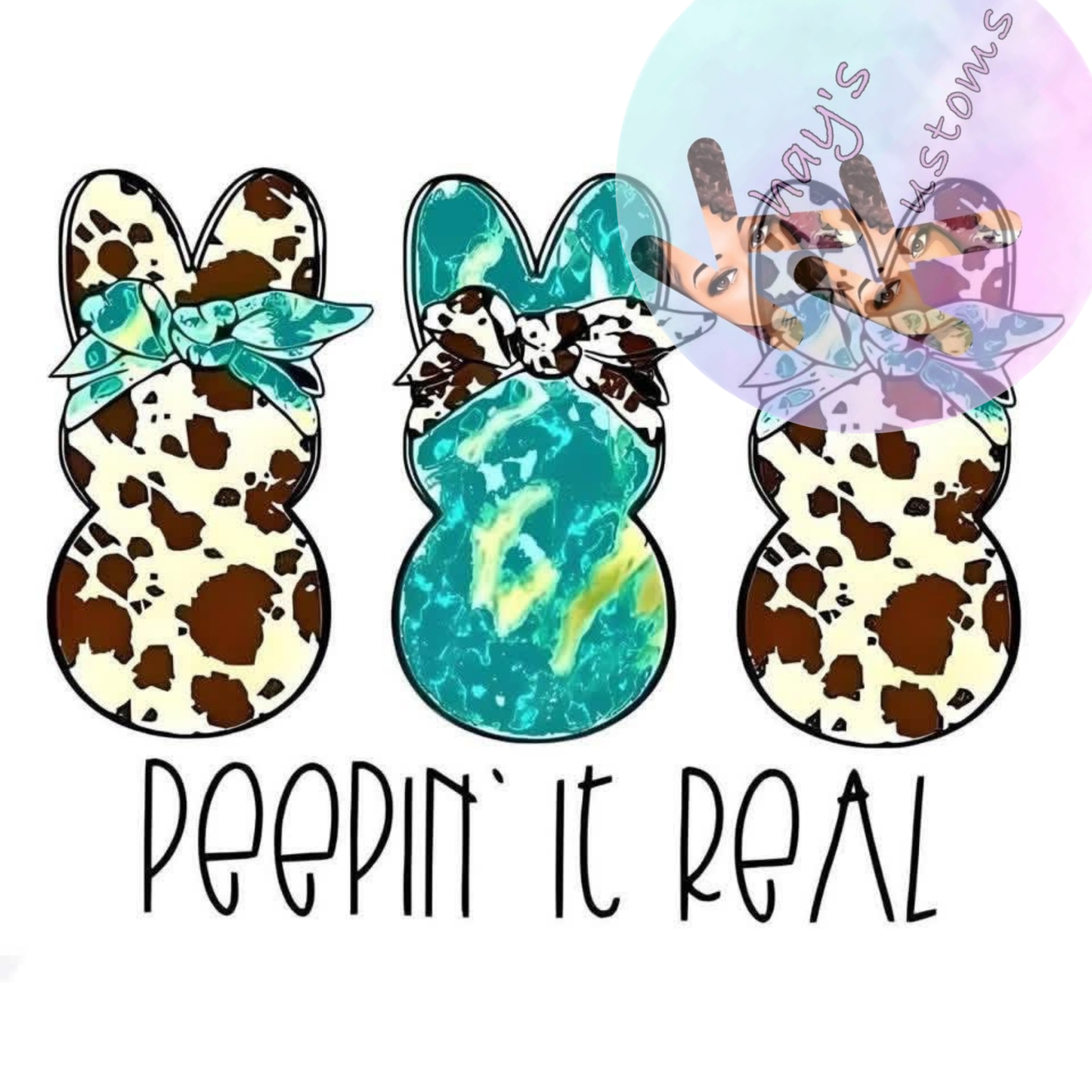 DTF TRANSFER- PEEPIN IT REAL COW PRINT
