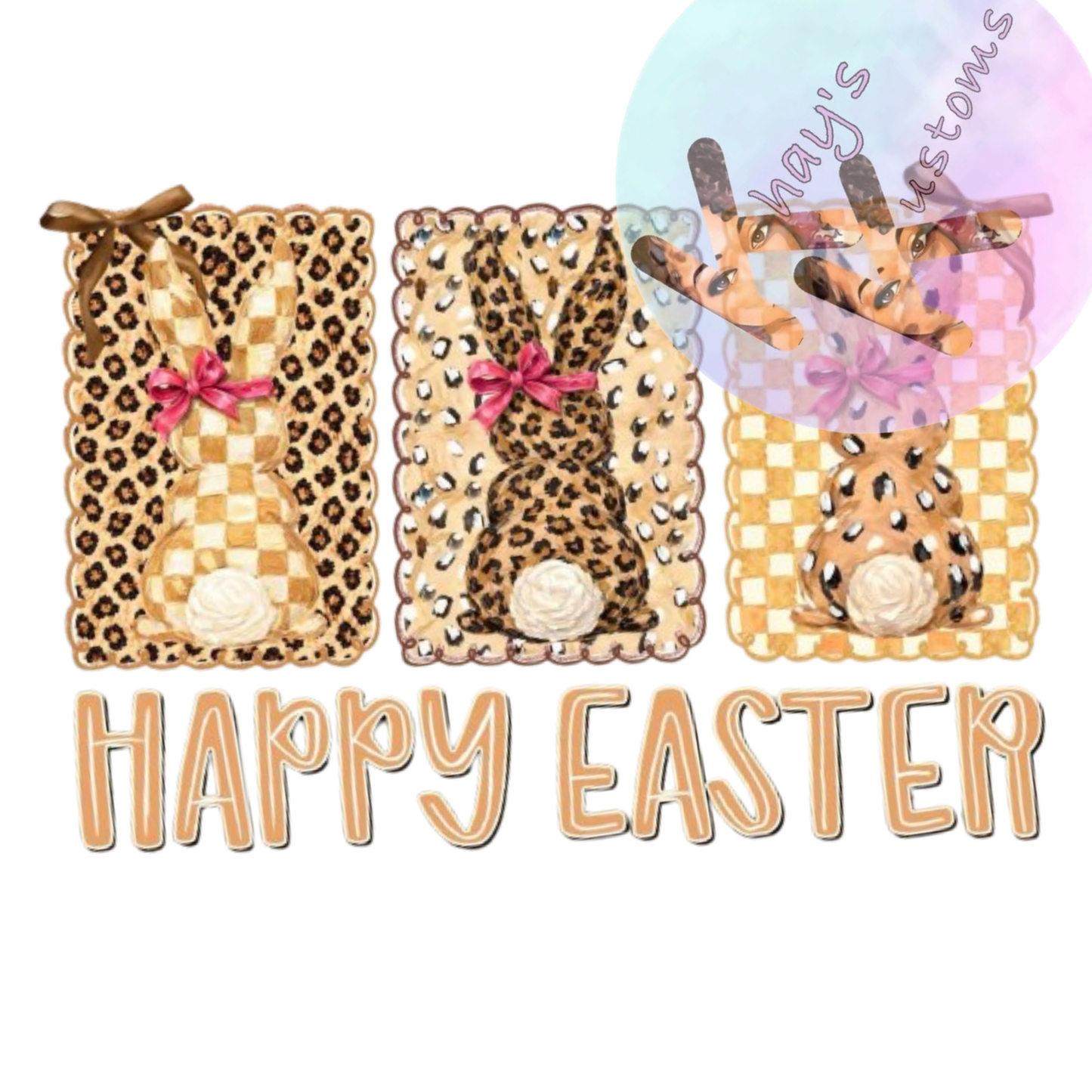 DTF TRANSFER- HAPPY EASTER BROWN BUNNIES