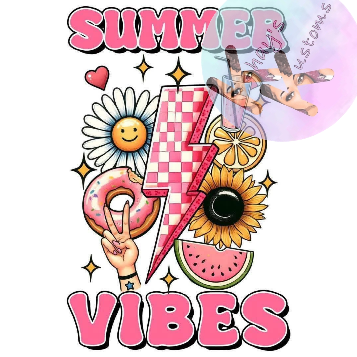 DTF TRANSFER- SUMMER VIBES RETRO PINK