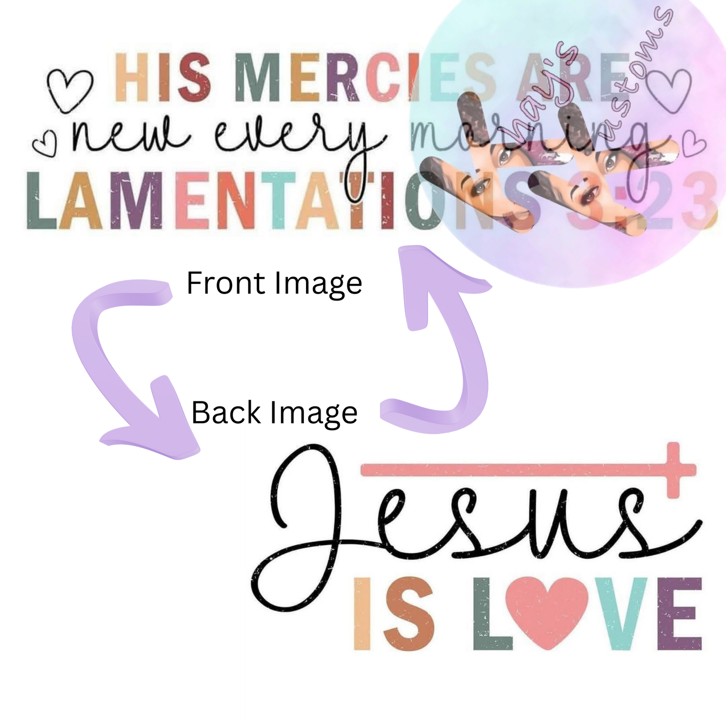 DTF TRANSFER- HIS MERCIES FRONT ANAD BACK IMAGE