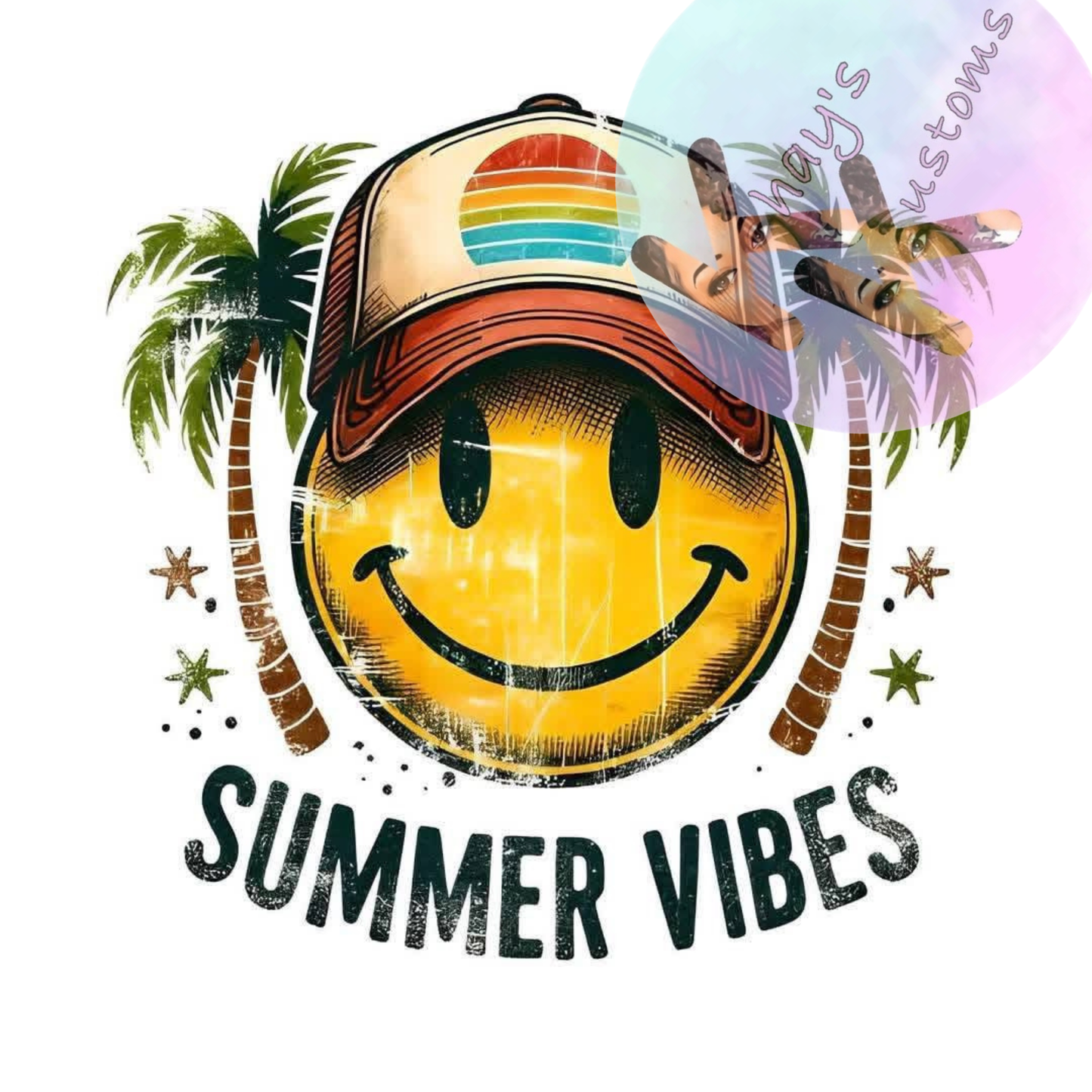 DTF TRANSFER- SMILE HAT SUMMER VIBES