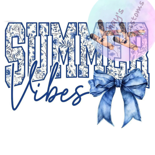 DTF TRANSFER- SUMMER VIBES BLUE BOW