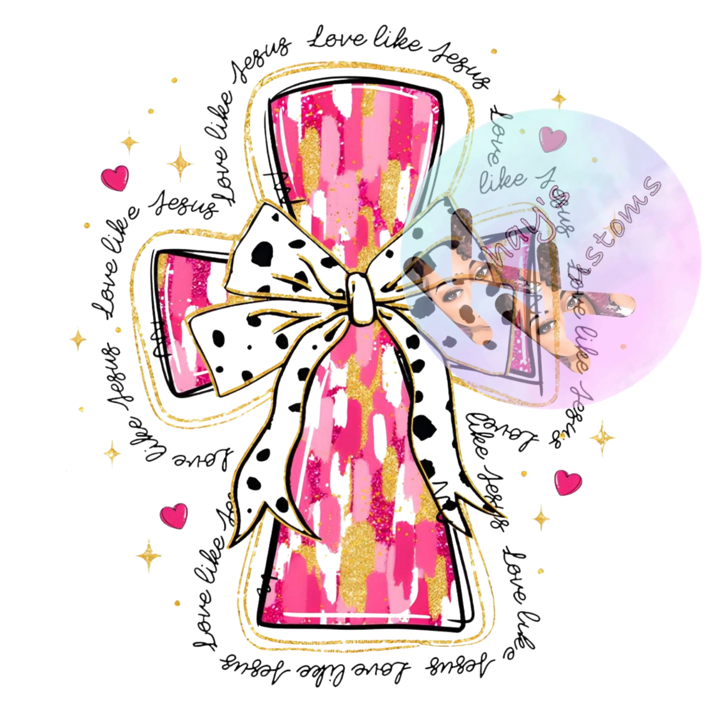DTF TRANSFER-PINK CROSS