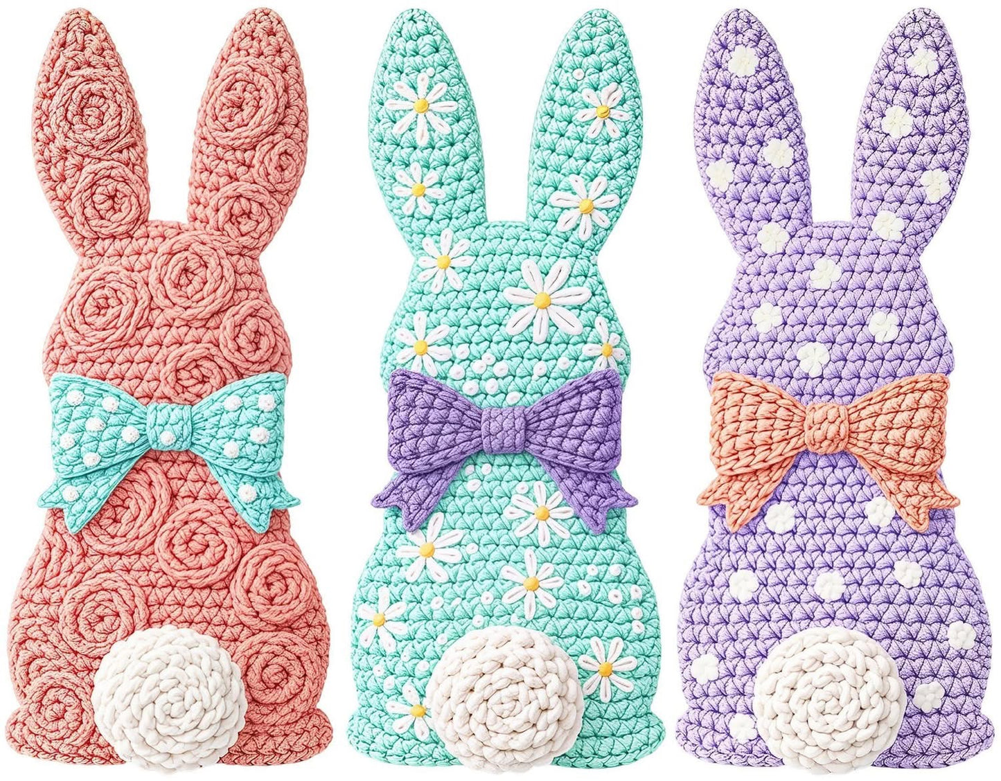 DTF TRANSFER-CROCHET BUNNIES