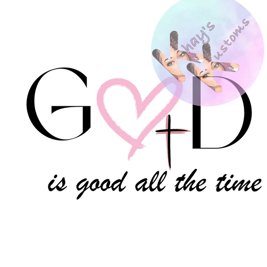 DTF TRANSFER- GOD IS GOOD PINK HEART