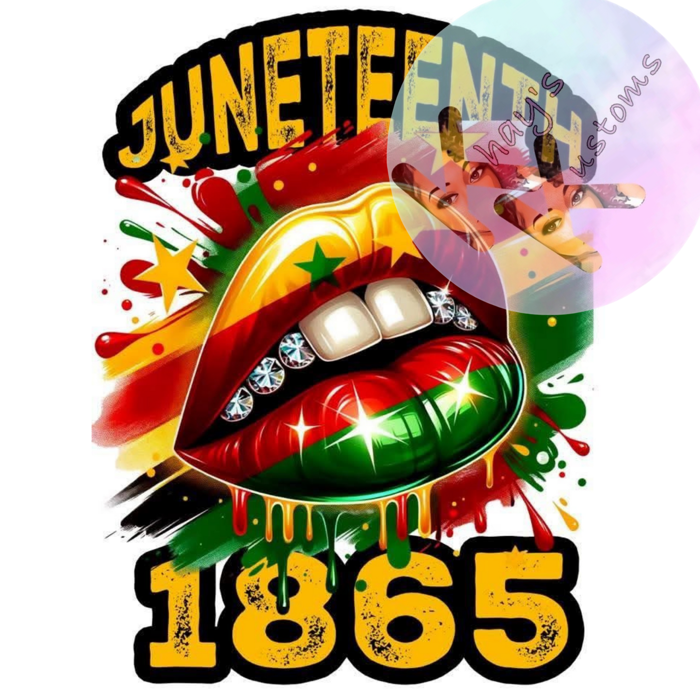 DTF TRANSFER- JUNETEENTH LIPS WITH GRILLS