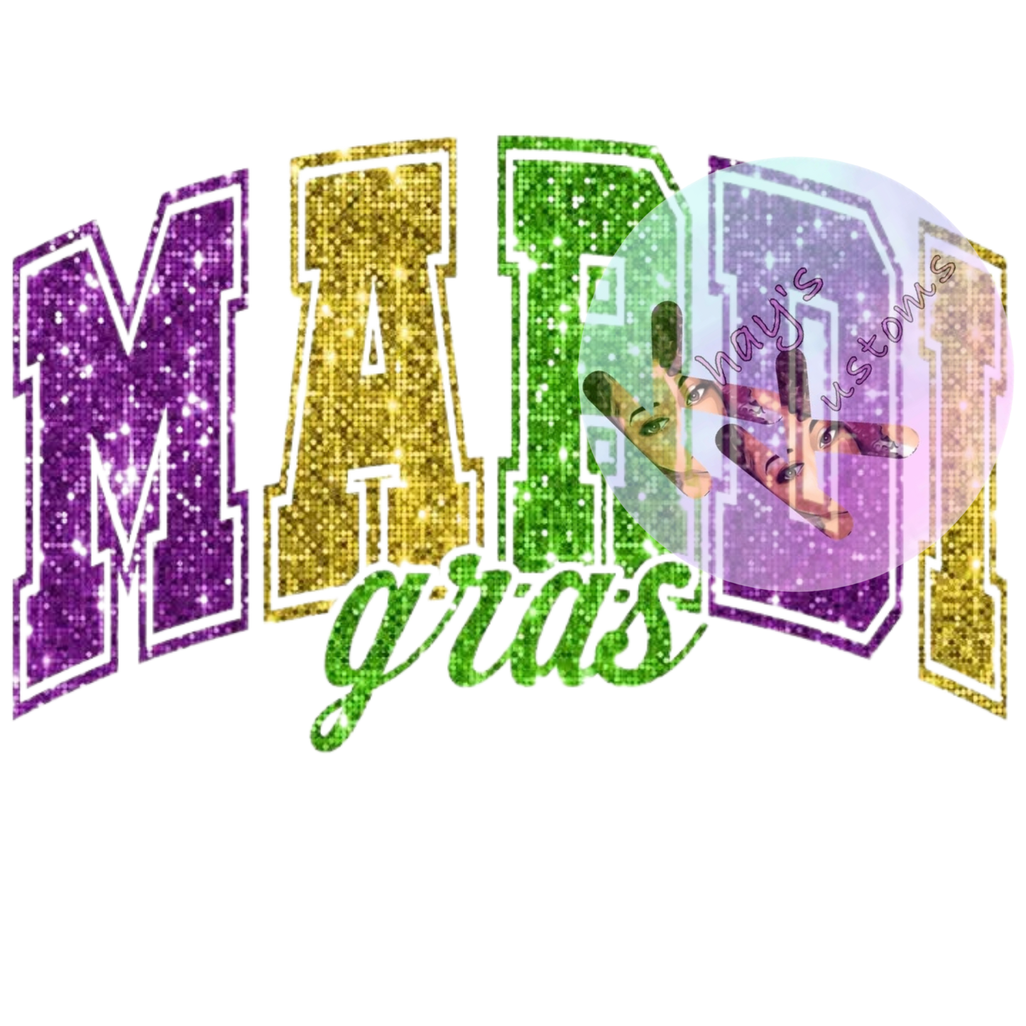 DTF TRANSFER0 MARDI GRAS MULITCOLOR