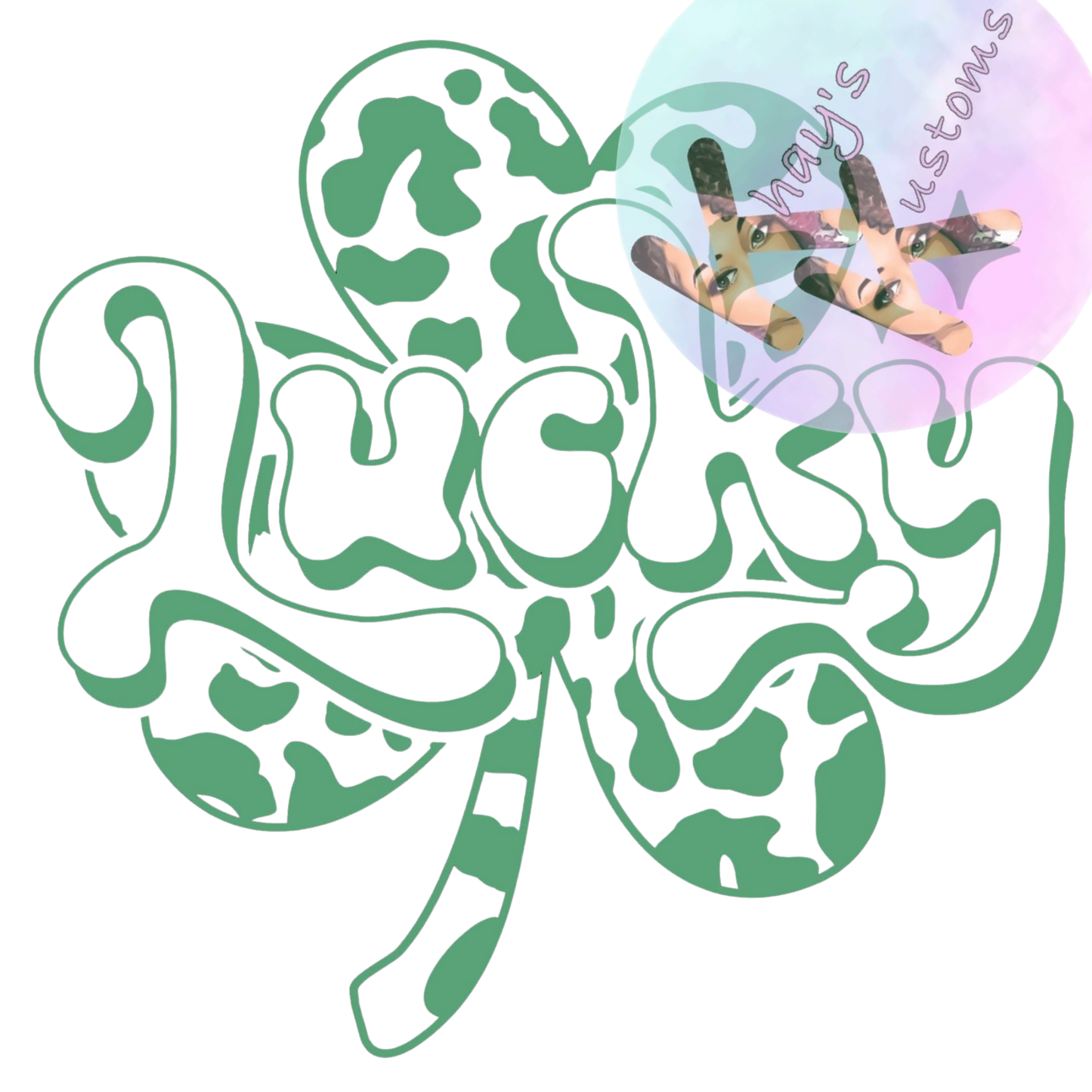 DTF TRANSFER- GREEN AND WHITE LUCKY CLOVER