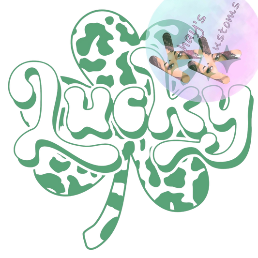 DTF TRANSFER- GREEN AND WHITE LUCKY CLOVER