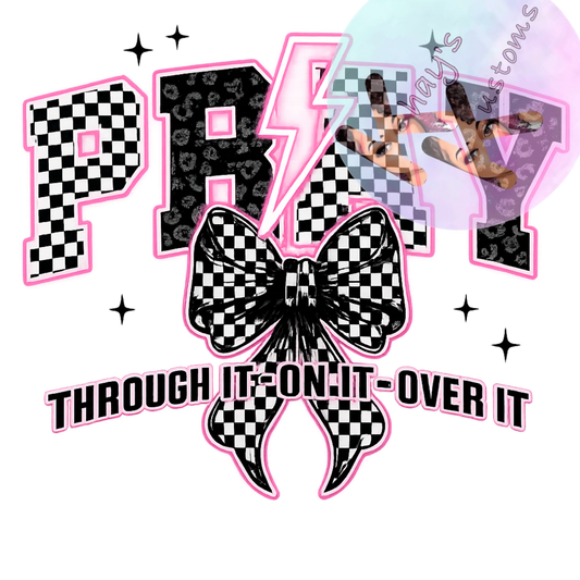 DTF TRANSFER- PRAY RETRO BLACK AND PINK